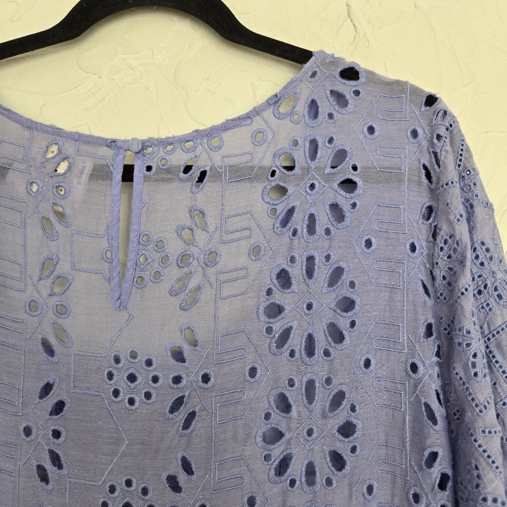 Johnny Was Boho Castillo Eyelet Periwinkle Purple Tiered Dress, XL - Picture 9 of 12